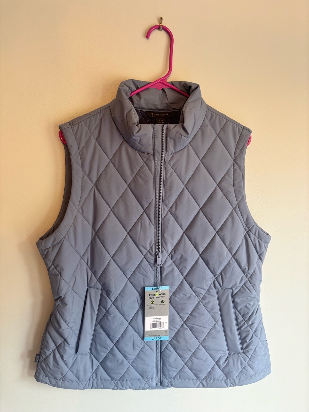 Free Country Quilted Light Blue Sleeveless Vest
